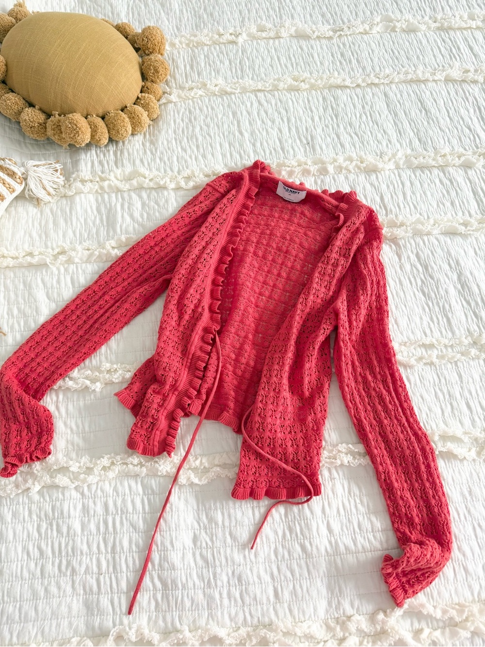 Red cropped cardigan